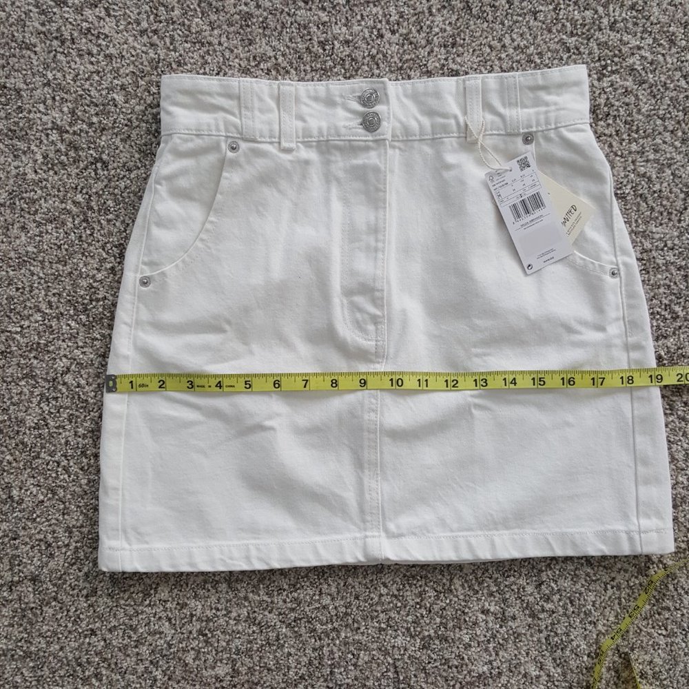 NEW MANGO Denim Skirt Pocket White Size M 100% cotton - Picture 13 of 16
